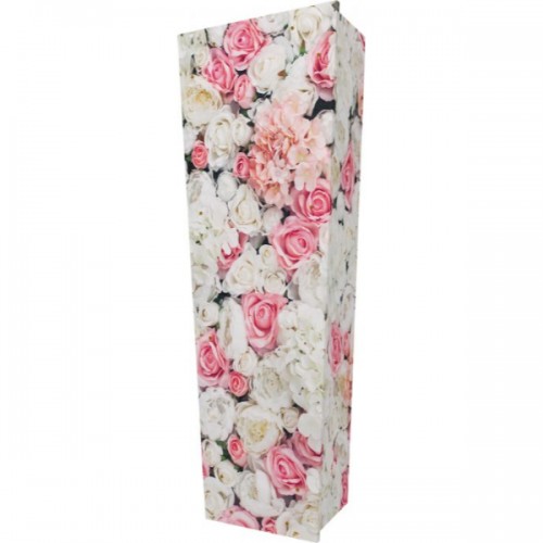 Bed of Pink Roses - Personalised Picture Coffin with Customised Design.